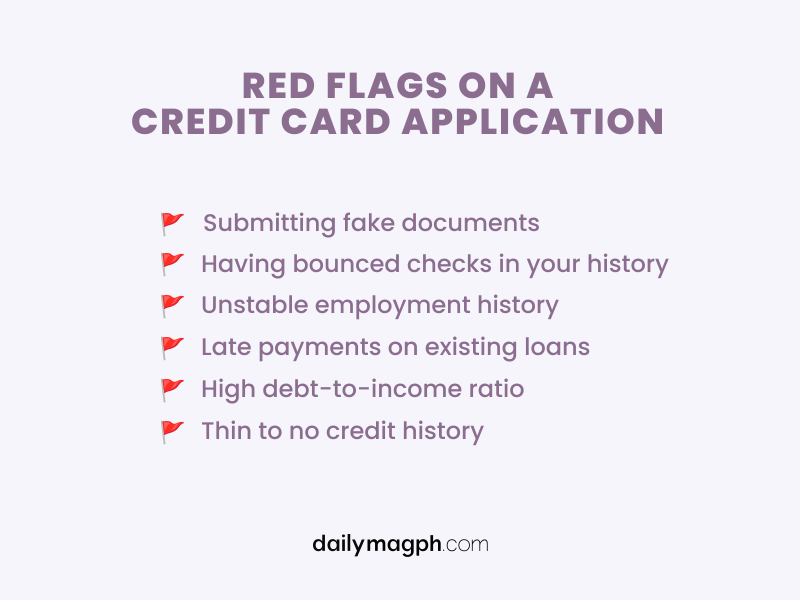 Photo Infographic for Red Flags on a Credit Card Application